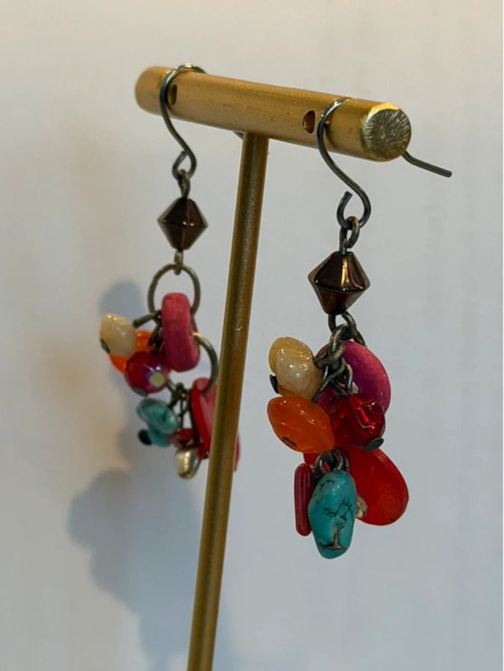 Stone and shell earrings hook vintage